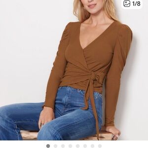 Evereve Chestnut Wrap Blouse
